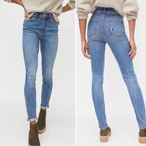 Women’s Pilcro High Rise Leopard Print Trim Skinny Jeans Size 28